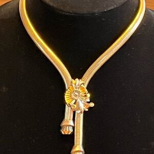 PSCO 1/20 10k GF Victorian Snake Chain Lariat Necklace signed.